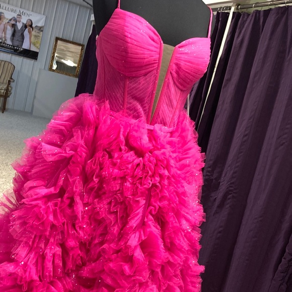 Fuchsia, neon, pink, puffy prom dress Amarra #88785 Barbie pink